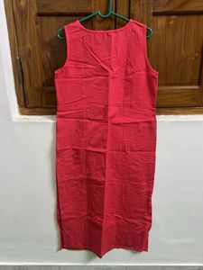 Coral Pink Sleeveless Midi Dress