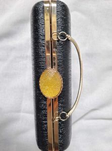 Elegant Black &amp; Gold Hardcase Evening Clutch (Good