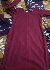 Elegant Maroon Embroidered Straight Kurti