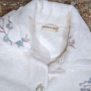 Cozy Floral Print Fleece Jacket / Coat / Cardigan