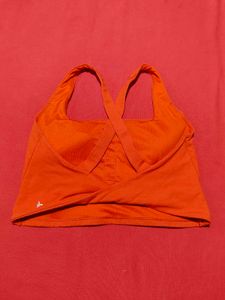 Orange Cross-Back Sports Bra / Crop Top