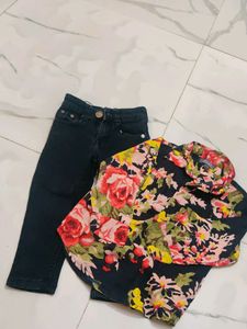 Kids Branded Shirt And Jeans Set(2 Yrs)