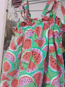 Watermelon Sleevless Kids Frock