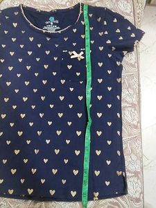 Artemis Navy Heart Print Night suit
