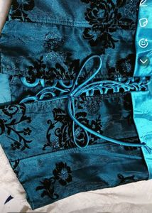 Teal Brocade embroidery Corset