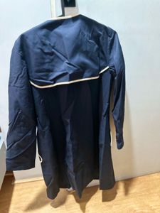 Classic Navy Trench Coat with Cream Trim