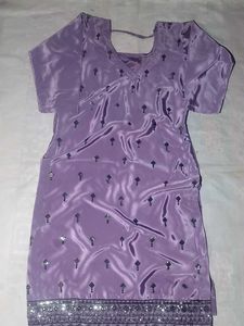 Beautiful Lavender Kurti with Mirror Work