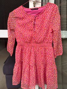 Chic Pink Printed Dress