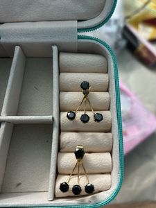 Elegant Black Stone Drop Earrings
