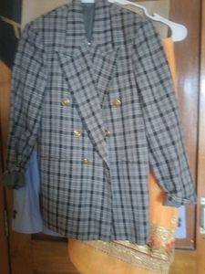 Classic Plaid Double-Breasted Blazer