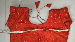 Orange Mirror Work Blouse