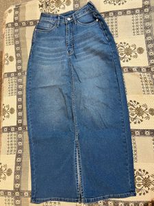 Classic Blue Denim Maxi Skirt