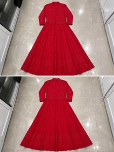 Red Lace Embellished Maxi Dress