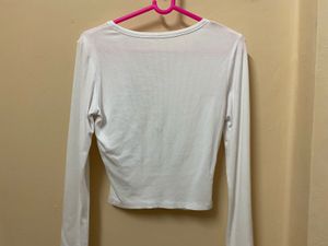 Chic White Button Long Sleeve Top