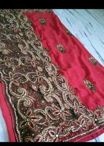 Embellished Red Silk Saree