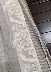 Light Blue Lucknawi Chikankari Dupatta with Tassel