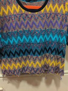 Boho Zigzag Pattern Knit Top