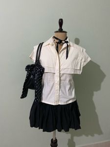 Cream Layered Short Sleeve Shirt