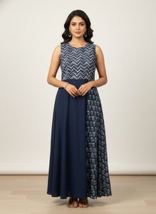 Stylish Navy Blue Ethnic Gown