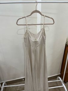 Off White Chic Polka Dot Maxi Dress