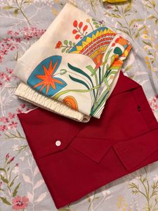 Maroon Kurta Set with Printed Palazzos