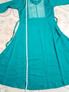Beautiful Teal Kurta with White Embroidery