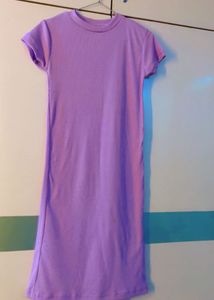 Lavender Ribbed T-Shirt Dress