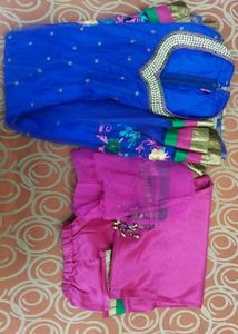 Selling Blue Salwar, Pink Kameez Set With Chunni