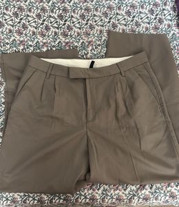 H&M Stylish Taupe Pleated Trousers