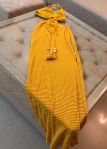 Yellow cutout Beach maxi  Dress