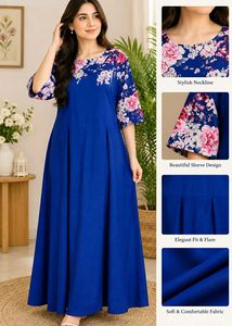 Elegant Blue Floral Maxi Dress