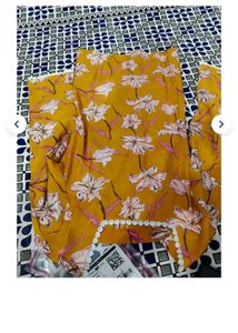 Yellow Floral Print Kurta with Bell Sleeves