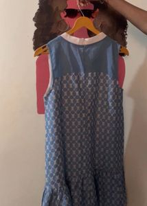 Chic Blue Patterned Sleeveless Dress