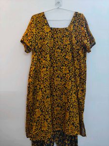 Mustard floral jaal Kurta set
