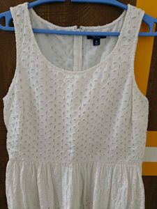 White Eyelet Cotton Sleeveless Dress