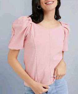 Pink Puff Sleeve Top