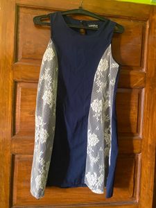 navy blue mini dress with lace