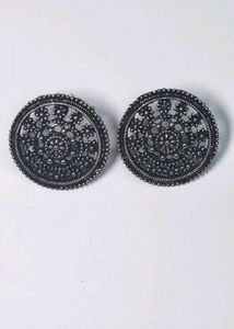 Oxidized Silver Jhumka Earrings