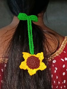 Handmade Crochet Sunflower Hair Tie