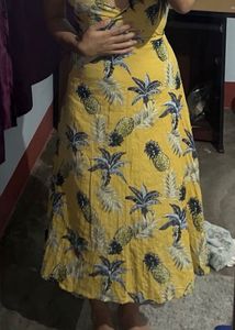 Tropical Pineapple Print Yellow Sundress – Bust 32
