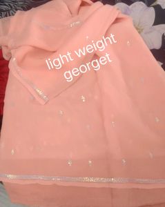 Lightweight Peach Georgette Saree