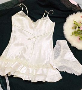 Vintage Satin Lace Slip Dress with brief 👍