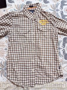 Men's Brown Gingham Checkered Shirt