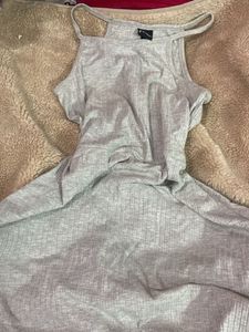 Grey Ribbed Bodycon Mini Dress