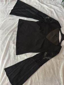 Chic Black Bell Sleeve Top