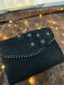 boutique piece Elegant Black Beaded Clutch