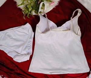 White Comfort Camisole Top with brief 👍