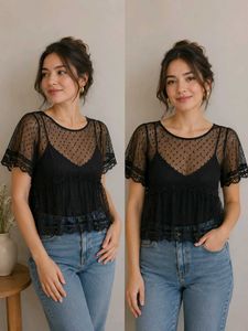 Black mesh top for women