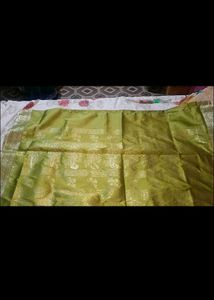Pure olive zari silk saree