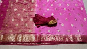 Elegant Pink Banarasi Silk Saree